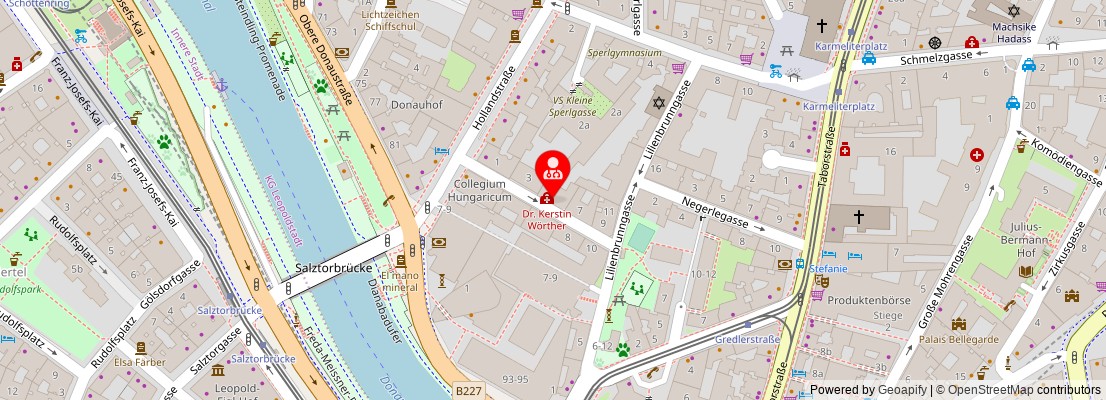 Street map section around the address