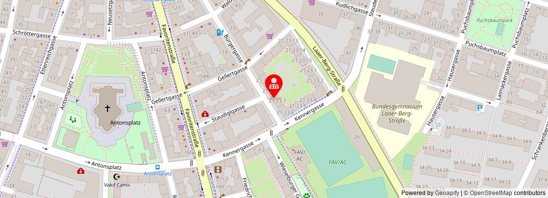 Street map section around the address