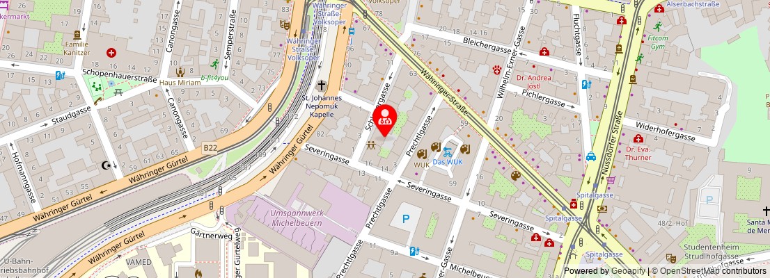 Street map section around the address