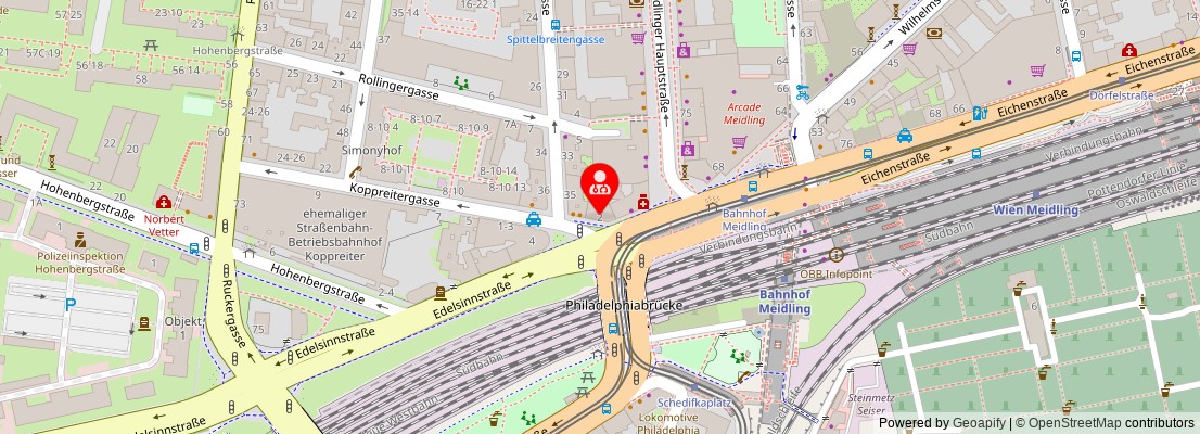 Street map section around the address