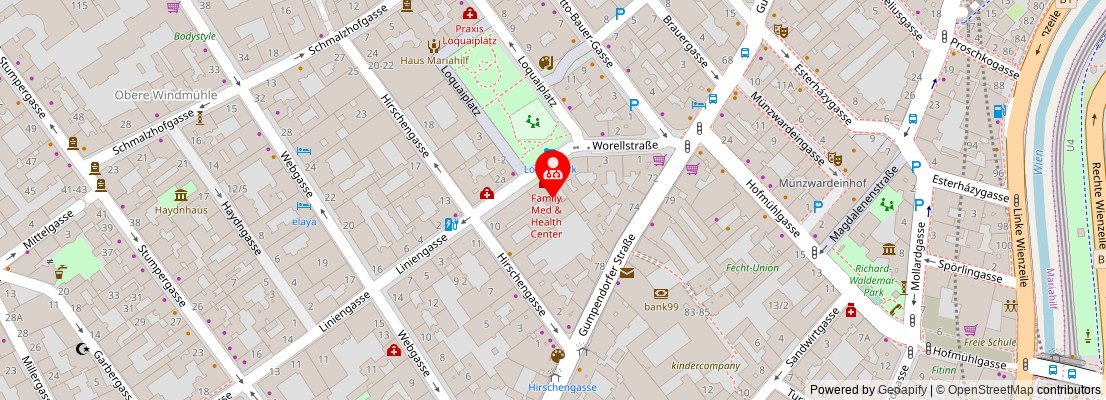 Street map section around the address