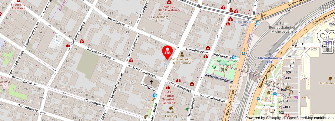 Street map section around the address