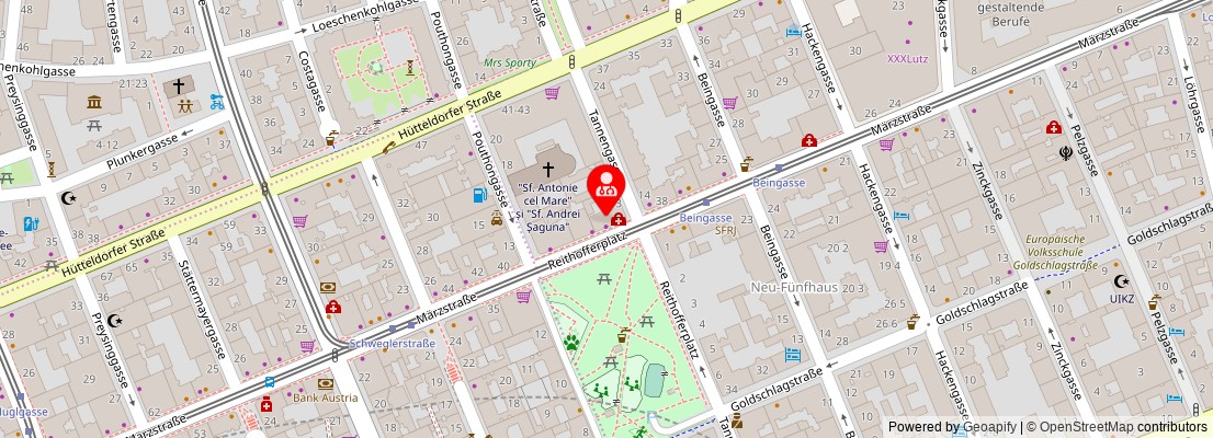 Street map section around the address