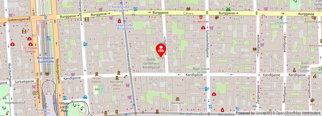 Street map section around the address