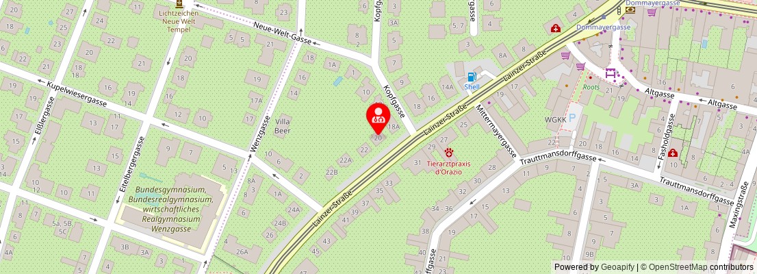 Street map section around the address