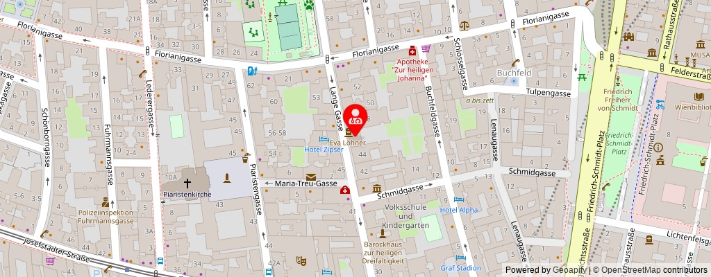 Street map section around the address