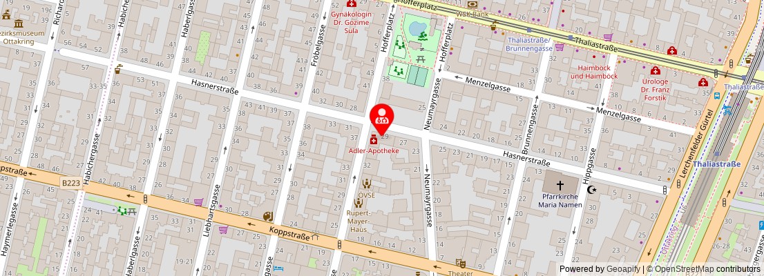 Street map section around the address