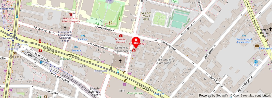 Street map section around the address