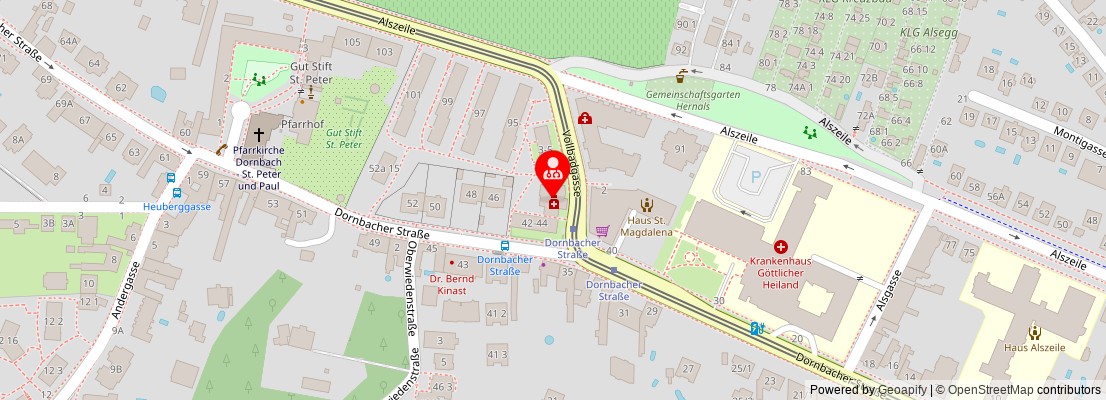 Street map section around the address