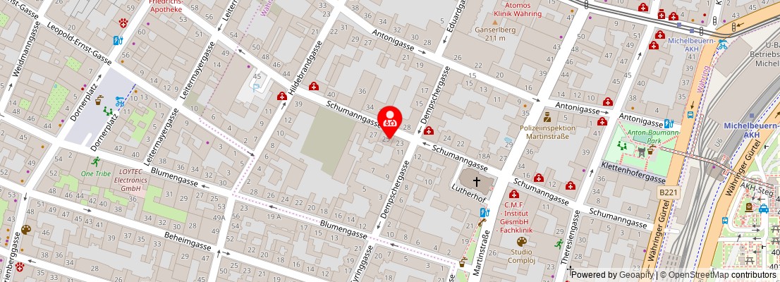 Street map section around the address