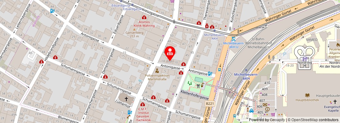 Street map section around the address