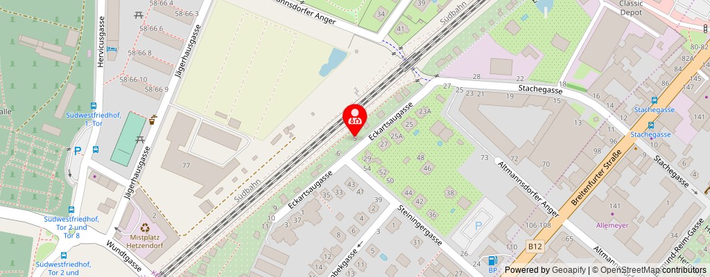 Street map section around the address