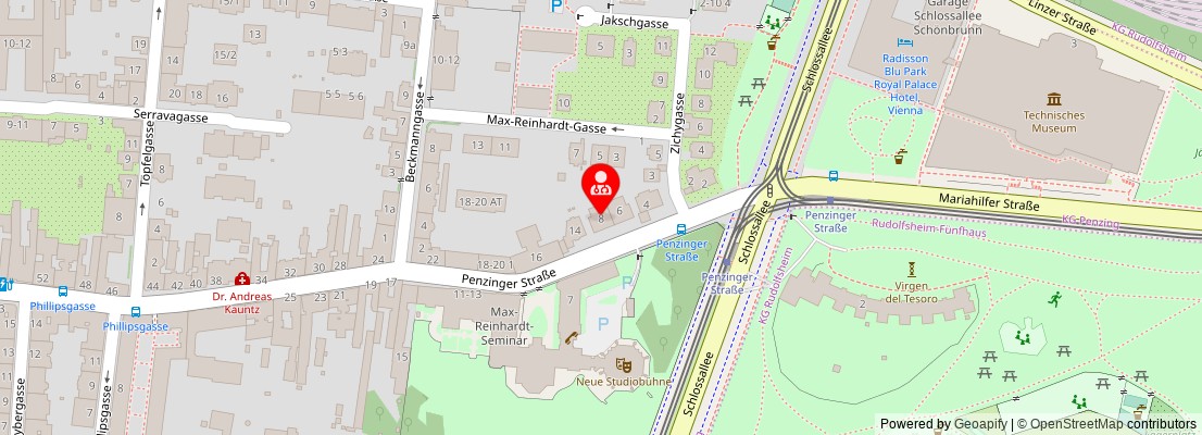 Street map section around the address