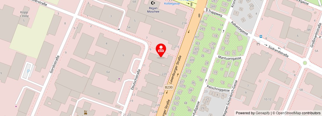 Street map section around the address