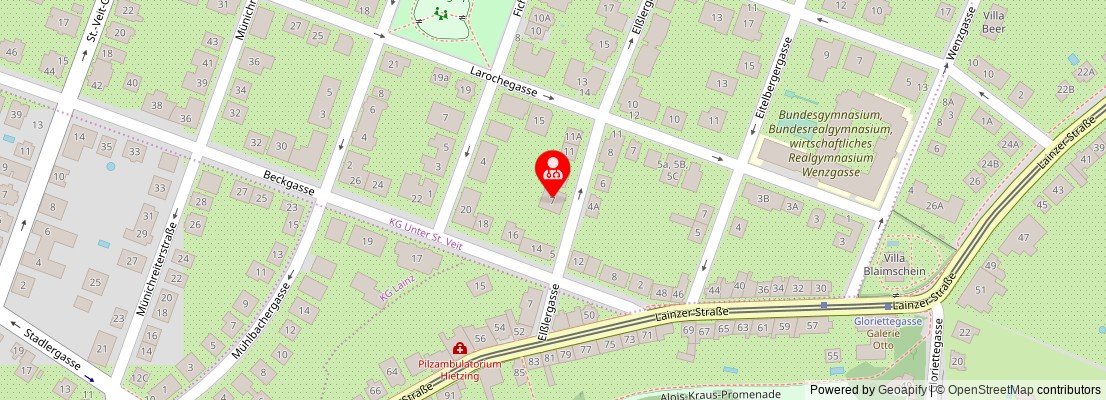 Street map section around the address