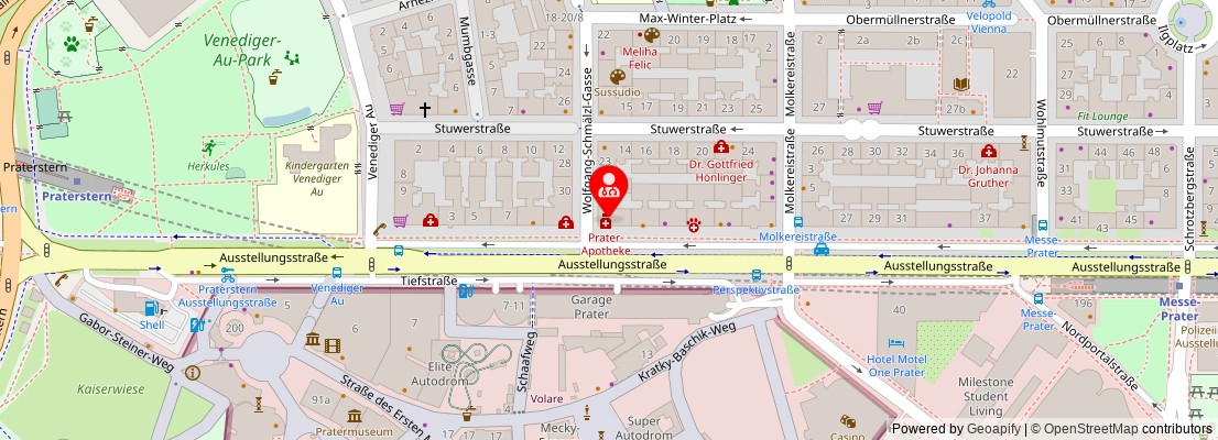 Street map section around the address