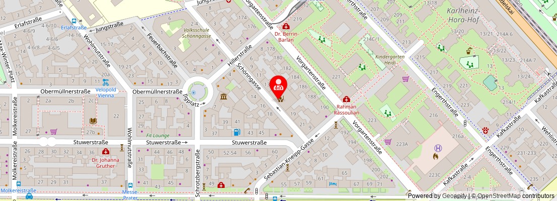 Street map section around the address