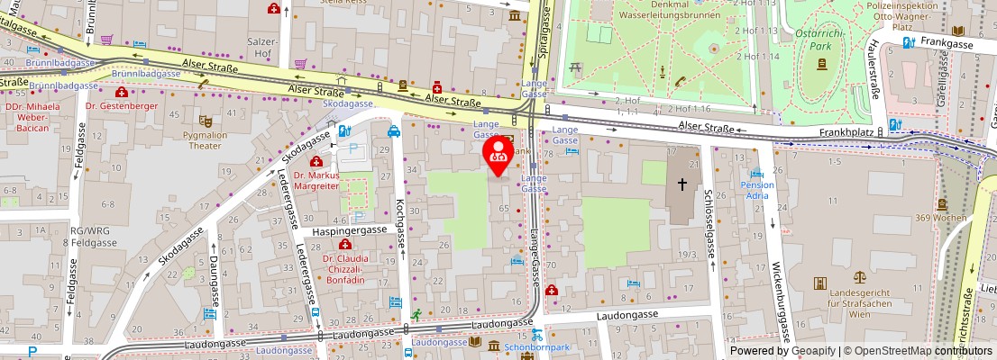 Street map section around the address