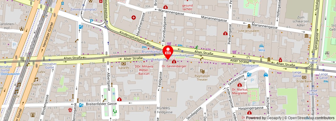 Street map section around the address