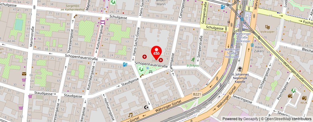 Street map section around the address