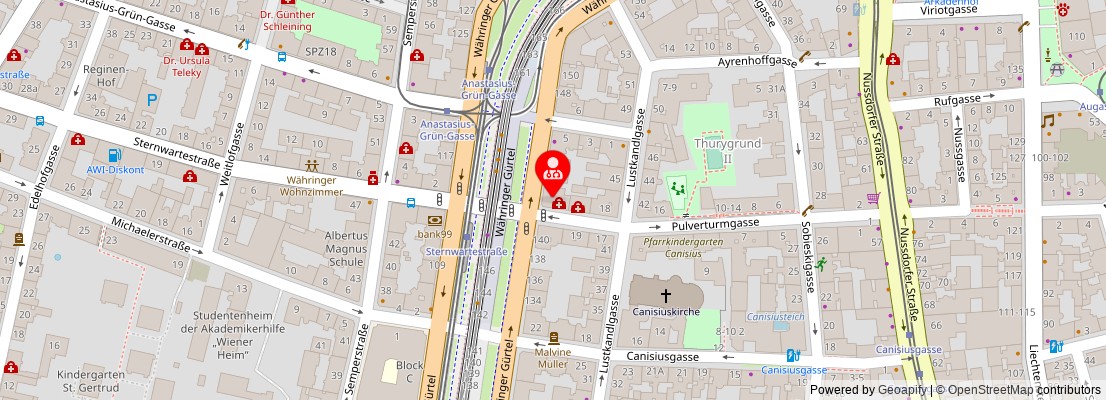 Street map section around the address