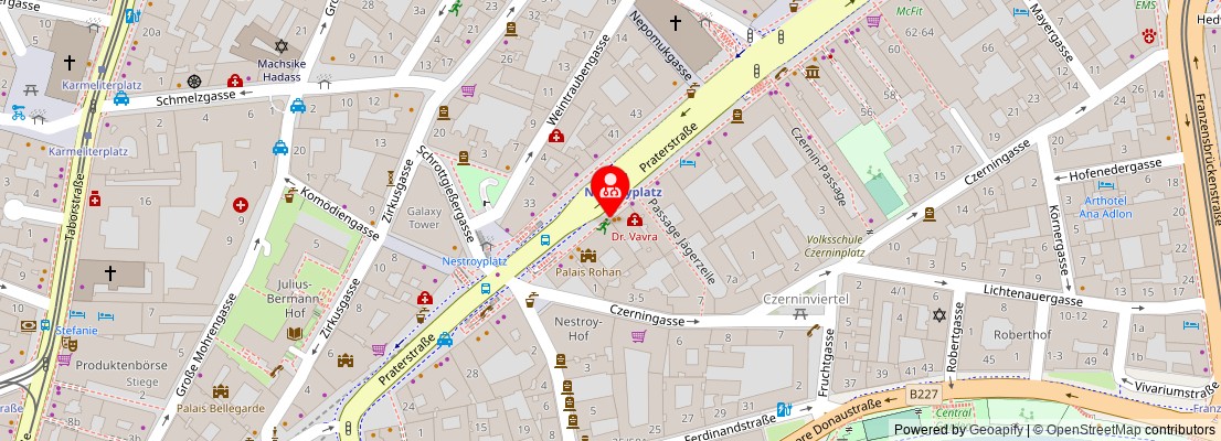 Street map section around the address