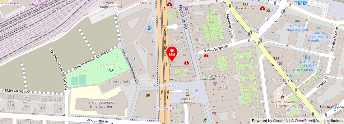 Street map section around the address