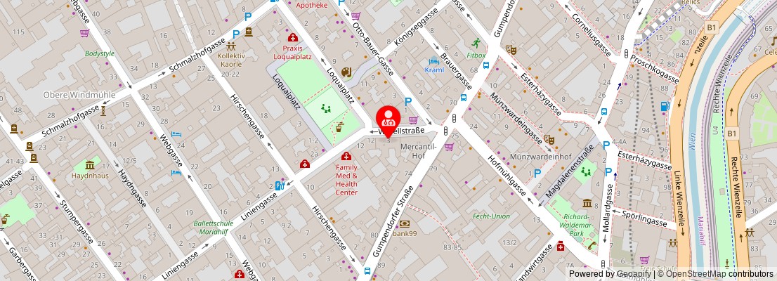 Street map section around the address