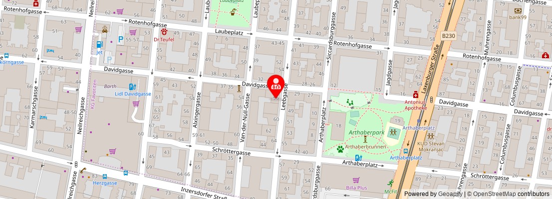 Street map section around the address
