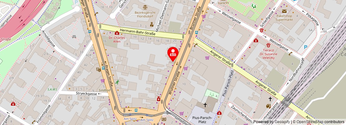 Street map section around the address