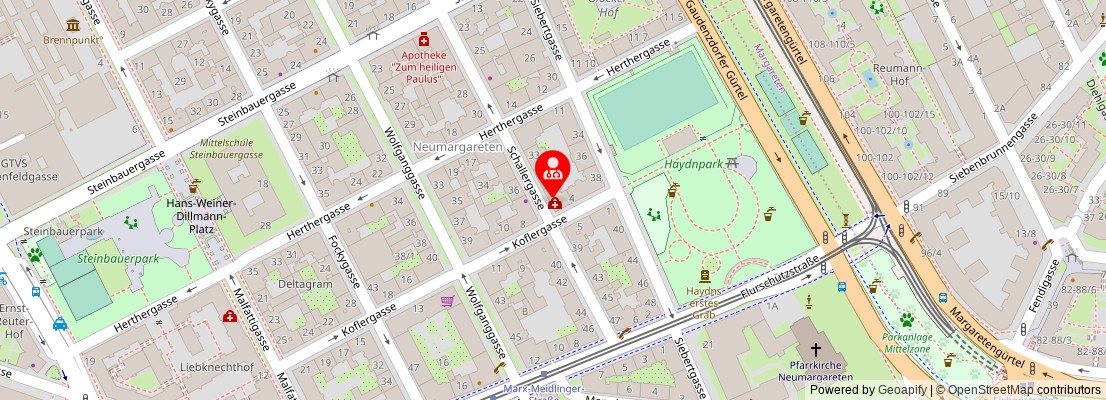 Street map section around the address