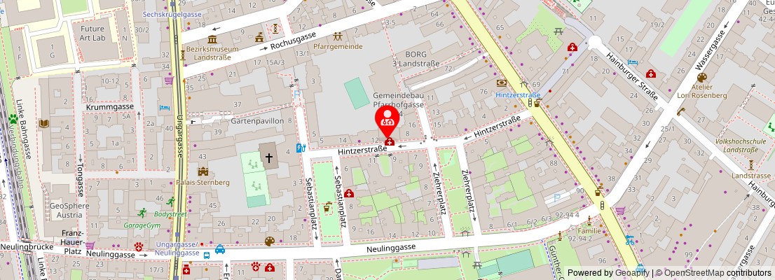 Street map section around the address