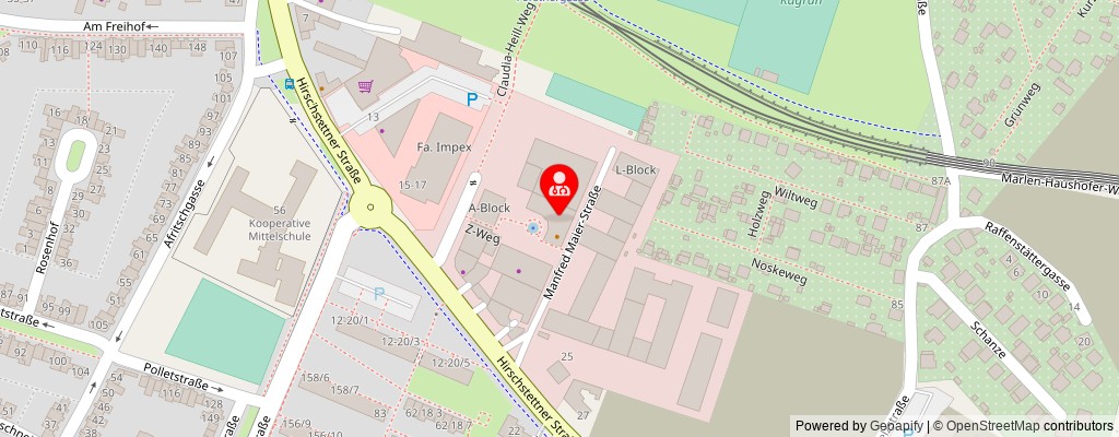 Street map section around the address