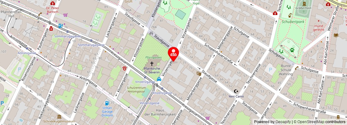 Street map section around the address