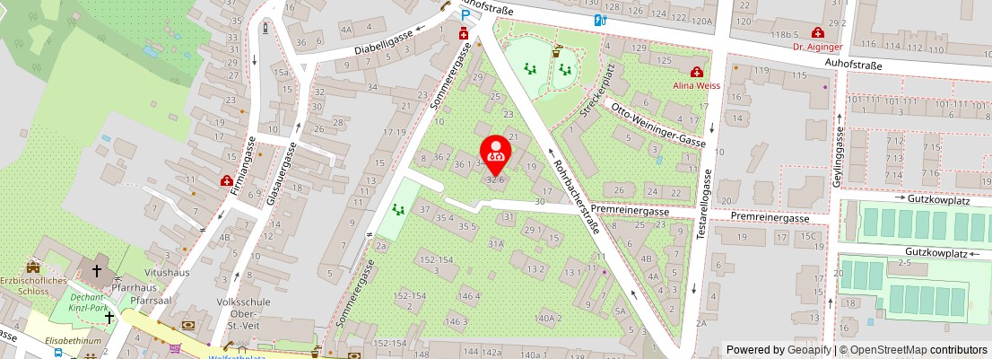 Street map section around the address