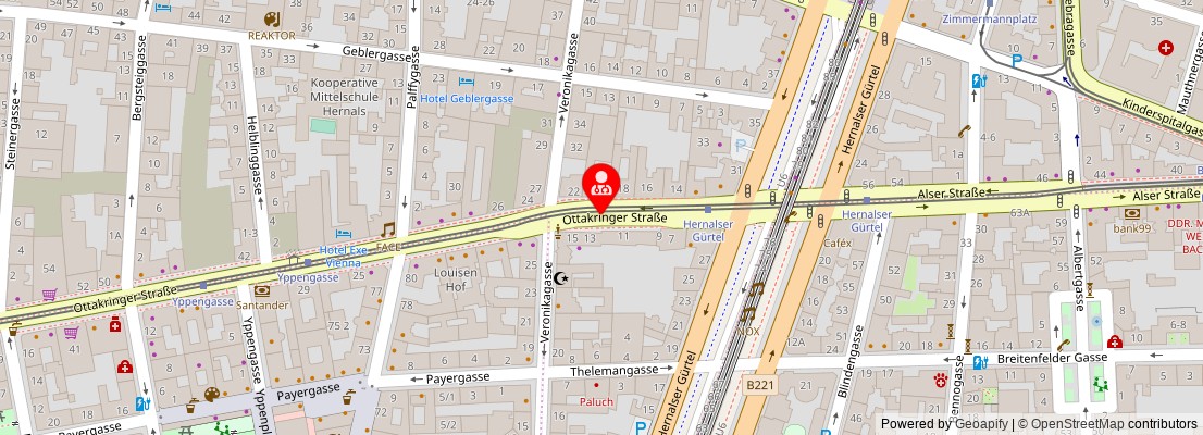 Street map section around the address