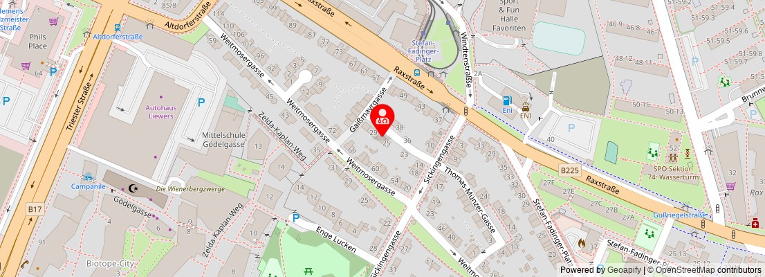 Street map section around the address