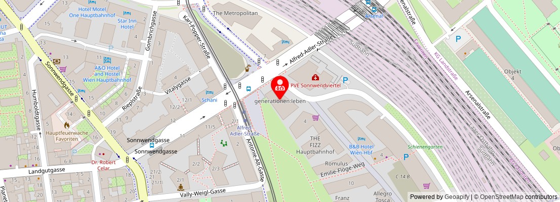 Street map section around the address