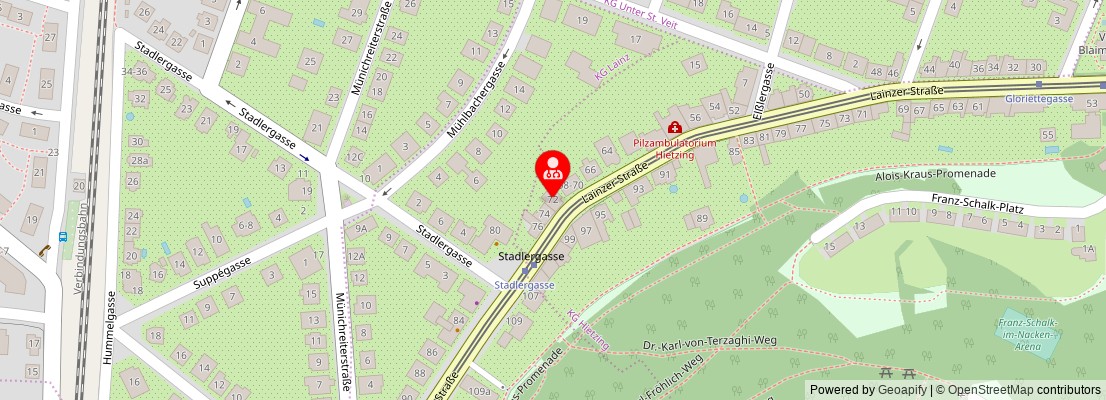 Street map section around the address