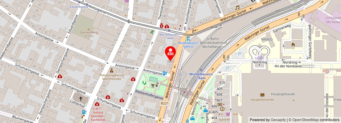 Street map section around the address