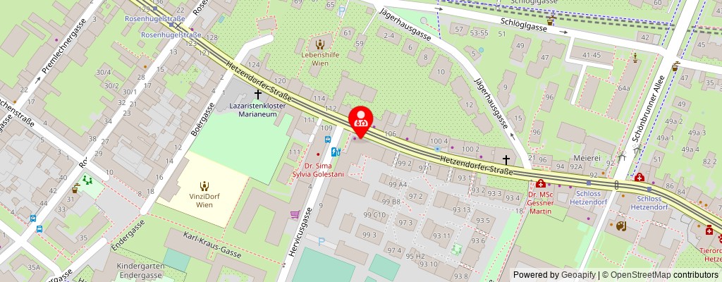 Street map section around the address