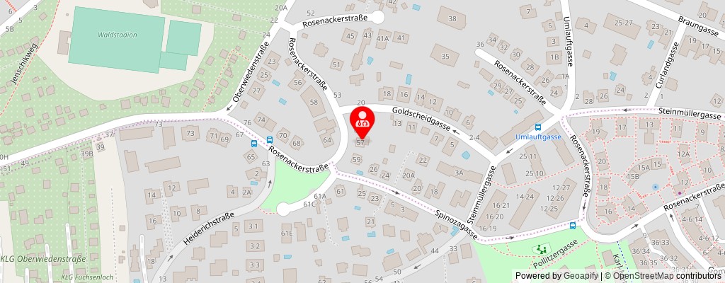 Street map section around the address