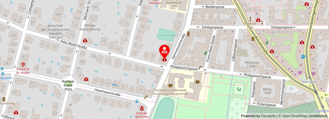 Street map section around the address