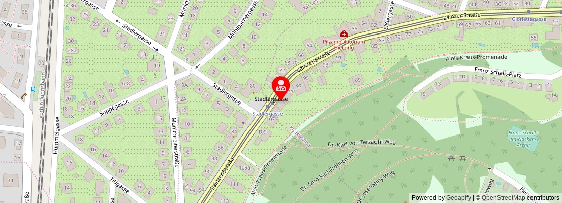 Street map section around the address