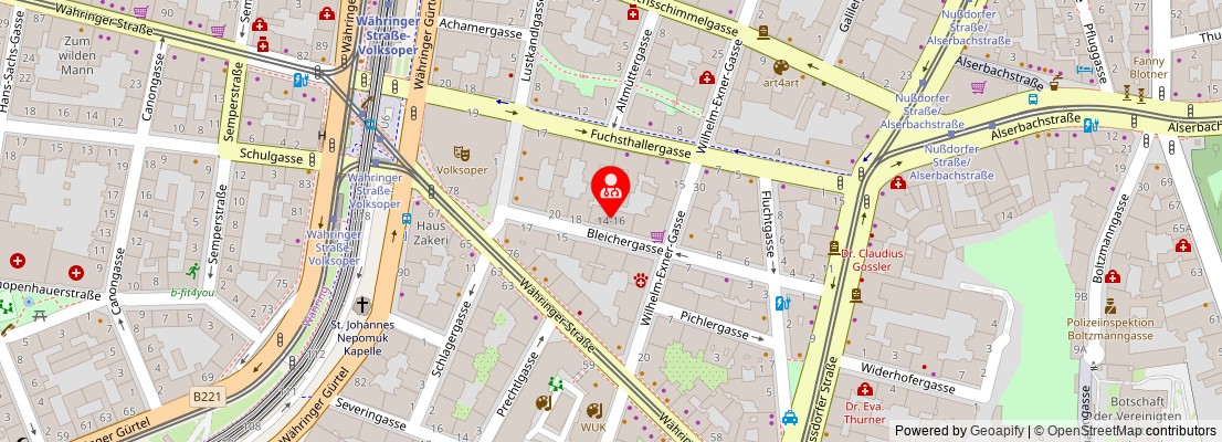 Street map section around the address