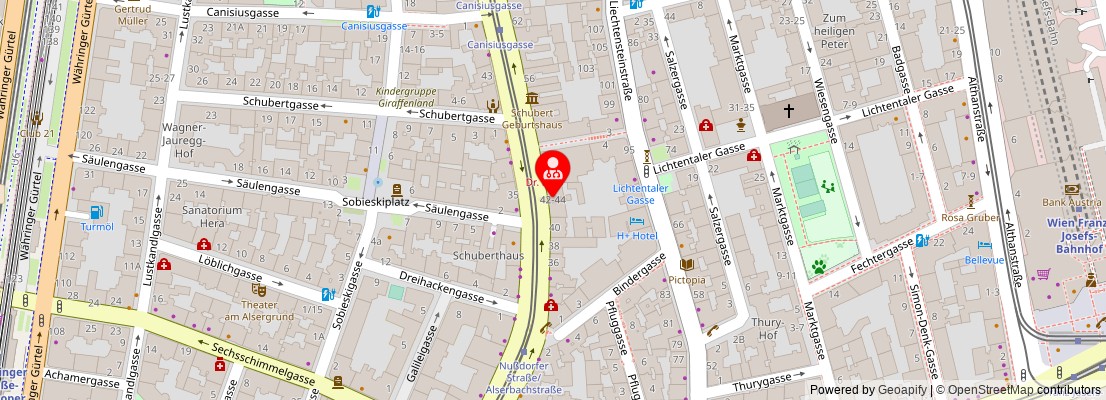 Street map section around the address