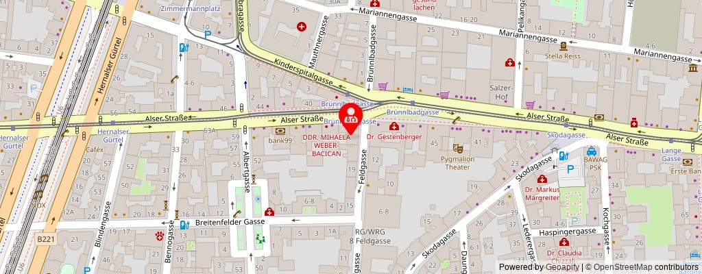 Street map section around the address
