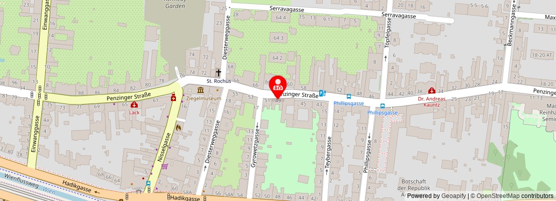 Street map section around the address