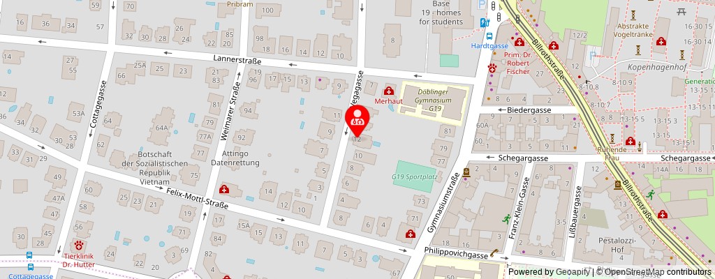 Street map section around the address