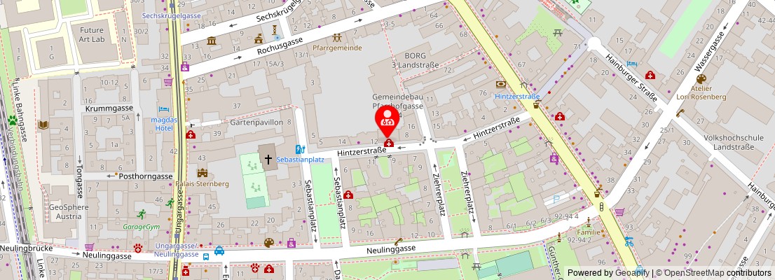 Street map section around the address